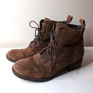 Born Suede Lace Up Boots with Side Zipper | Size 10